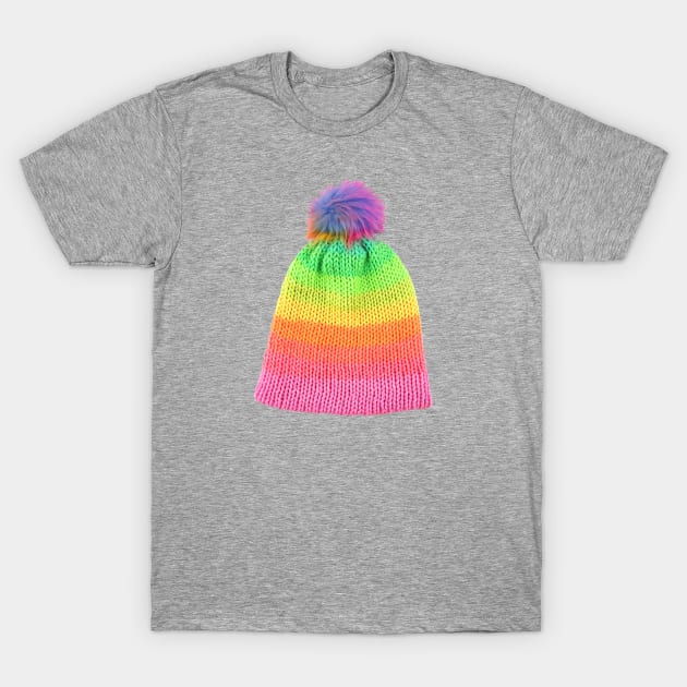 Rainbow Knit Hat Photo T-Shirt by bumblefuzzies